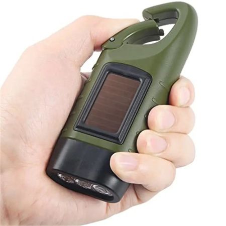 Ручной фонарь LS-015-3х0.5W, встроенный аккумулятор, динамо, солнечная батарея,