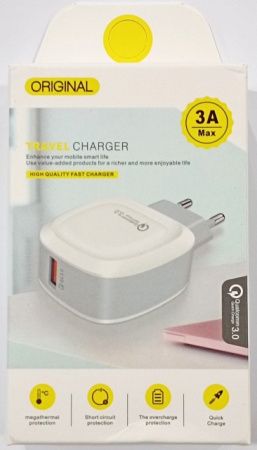 СЗУ Сетевое Зарядное Устройство USB x 1 Fast 3.0A Original Travel / Model: 21-3 СЗУ Сетевое Зарядное Устройство USB x 1 Fast 3.0A Original Travel / Model: 21-3
