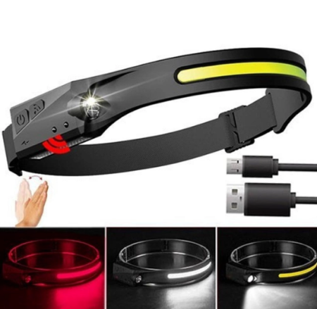 Налобный фонарь Bailong BL-W689, G28-LM+COB, Белый, Красный,  Motion Sensor, Li-Ion аккум., Type-C