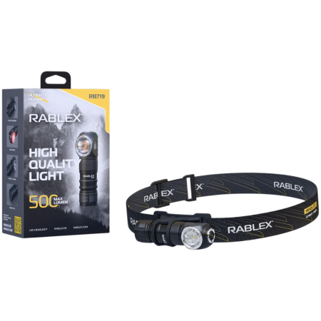 Налобный фонарь Rablex RB719, белый+красный, 500 lumen, аккум, Type-C