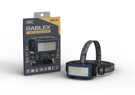Налобный фонарь Rablex RB958, жёлтый+белый+красный, 17хCOB, Sensor, аккум, Type-C