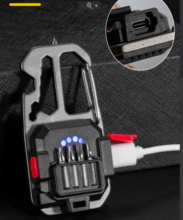 Фонарь для кемпинга PL412, W5138 COB, желтый, красный, type-c,индикатор, карабин, мультитул