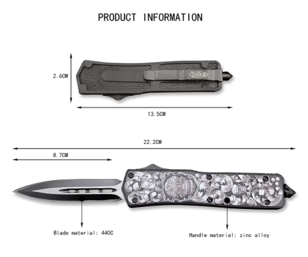 Нож выкидной фронтальный MicroTech 360 Skull