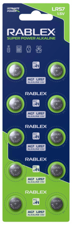 Батарейки-Таблетки Rablex LR57, AG7, New Design