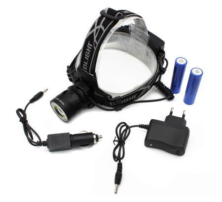 Налобный фонарь PL126, Акк., T6 LED, Zoom, автомобильная зарядка