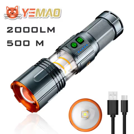 Ручной фонарь YEMAO YM-G520, 2500LM, TG LED, 1*40700 аккум, TYPE-C 