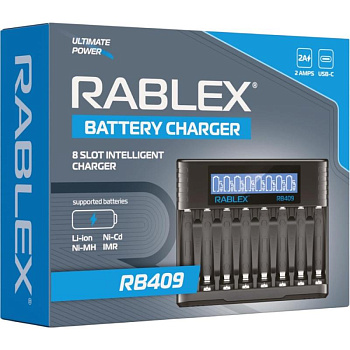 Зарядний пристрій Rablex RB409, 8 × AA/AAA (R3/R6), 1,2 В