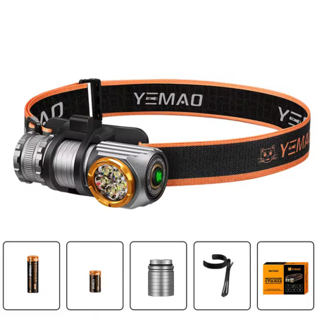 Налобный фонарь YEMAO YM-T355X, 2000LM, (White+Red), Сенсор, ЗУ Type-C