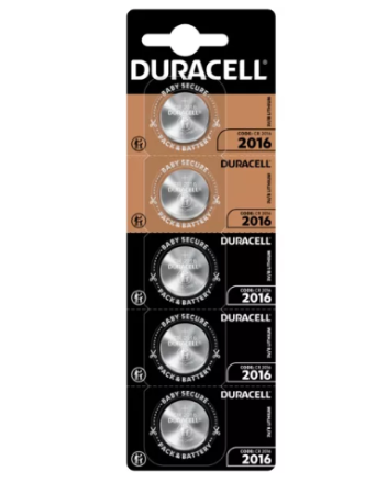 Батарейки-Таблетки Duracell CR2016 / 3V  блистер 5шт.
