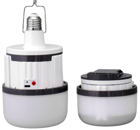 Лампа кемпинг в цоколь BL-699 , PL-40W E27, 40W, 3*18650, AC/DC, с крючком, Type-C