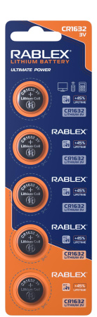 Батарейки-Таблетки Rablex CR1632/3V блистер 5шт.