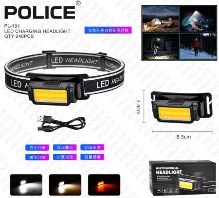 Налобный фонарь PL-191, холодный, теплый, красный свет, ЗУ Type-C, сенсор