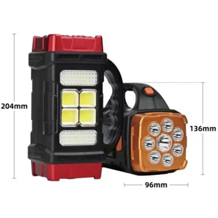 Ручной фонарь HB-1678-2х8LED+6COB, power bank, Li-Ion аккум., солнечная батарея, ЗУ microUSB,