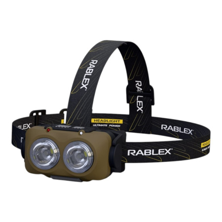 Налобный фонарь Rablex RB976, жёлтый+белый+красный, 3хT6+4хCOB, Sensor, аккум, Type-C