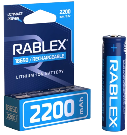 Аккумулятор Rablex 18650 Li-ion 2200mAh с ЗАЩИТОЙ 3.7v