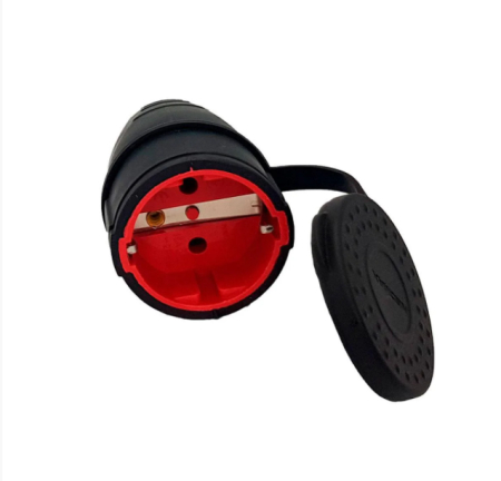 Гнездо электрическое Neomax чёрная каучук С/З 16A (NX2004)