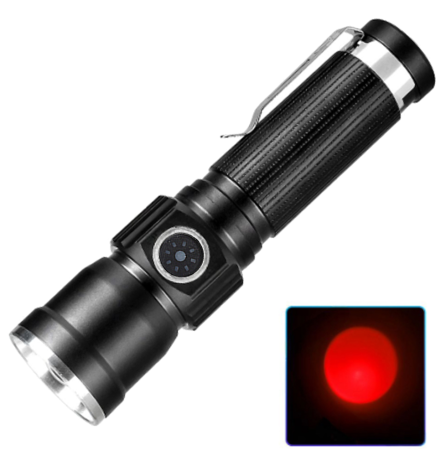 Ручной фонарь Police PLD-1812-T6 (Red), 1x18650, индикация заряда, ЗУ Type-C, zoom