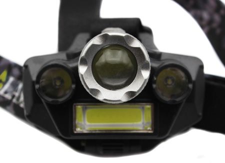 Налобный фонарь RB129, TD-812-T6, 1х18650 Акк., T6+2хXPE+COB, Zoom, MicroUSB ЗУ