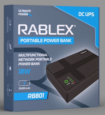 Бесперебойник Rablex RB 801 18W Happy Home UPS для роутера WI-Fi 5/9/12 В 10400 мА/час