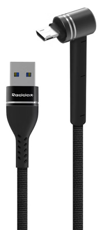 Кабель Reddax RDX-388 MicroUSB с функцией держателя (1м, 2.4A, ткань), Black