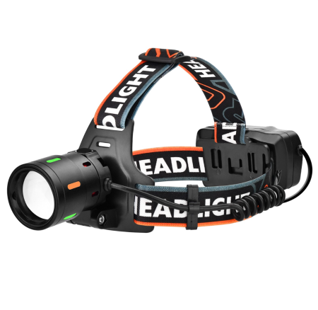 Налобный фонарь Bailong BL-T207-TG, 2x18650, 1 режим, ЗУ Type-C, zoom