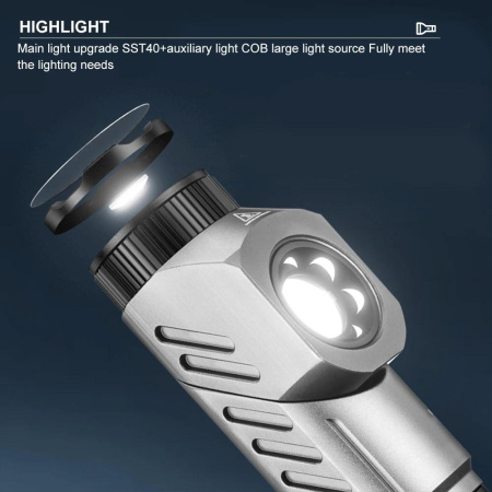 Ручной фонарь YEMAO YM-F303X, 1600LM, 2x21700 аккум, TYPE-C