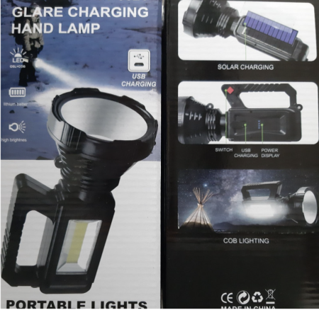 Ручной фонарь TY-832T, Аккумулятор, Боковая подсветка, Солнечная панель, microUSB