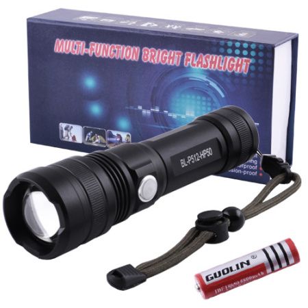 Ручной фонарь BL-512-P50, ЗУ micro USB, 1x18650/3xAAA, индикация заряда, zoom,