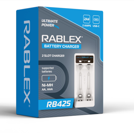 Зарядное устройство Rablex RB425, 2xАА,ААА, 2А, Type-C