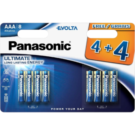 Батарейка Panasonic Evolta Ultimate LR3 AAA, Alkaline, 8 штук