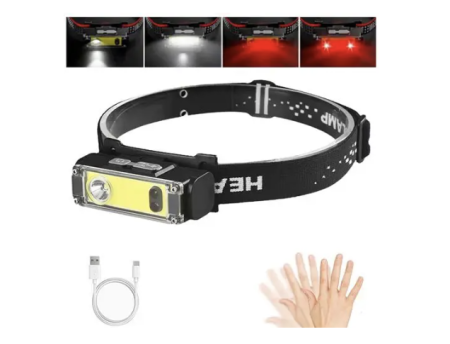Налобный фонарь Bailong BL-T124-ХРЕ+COB, Белый, Красный, Sensor, 1x18650, Type-C
