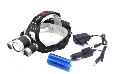 Налобный фонарь BORUIT RJ3000, Акк., T6 LED, автомобильная зарядка