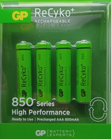 Аккумулятор GP ReCyko+ R3 AAA, Ni-MH, 850mAh, 1.2V 1шт. (в упаковке 4шт), блистр