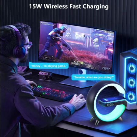 Настольная смарт лампа-ночник G-Smart G11 с беспроводной зарядкой и Bluetooth-колонкой 8939 Настольная смарт лампа-ночник G-Smart G11 с беспроводной зарядкой и Bluetooth-колонкой 8939