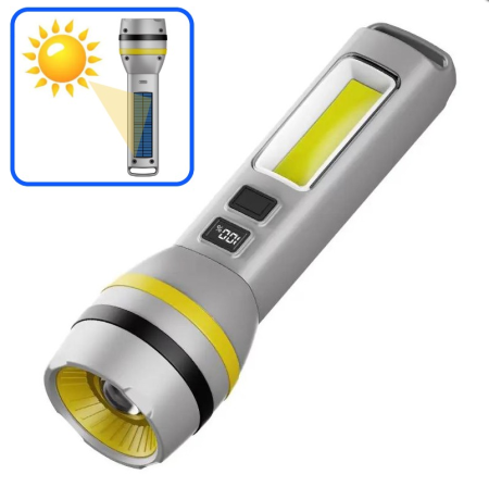 Ручной фонарь CH-24084-TG+COB, солнечная панель, 1х18650, ЗУ Type-C, zoom