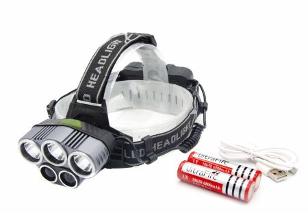 Налобный фонарь K-85-T6, Акк., 5xT6 LED, Zoom