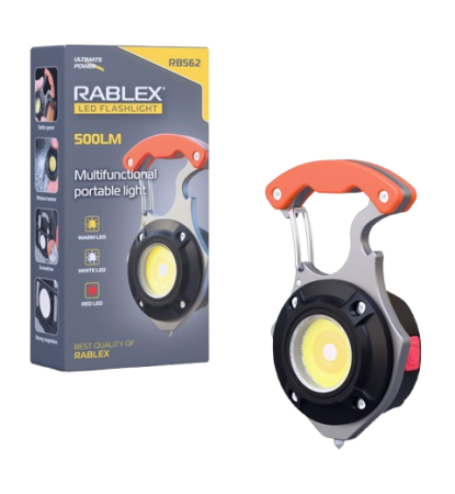 Фонарь для кемпинга Rablex RB562, Белый, Жёлтый, Красный, multitool, Li-Ion аккум., магнит, карабин