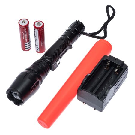 Ручной фонарь Police 8668-T6, ЗУ 220V, 2x18650, zoom, красный диффузор