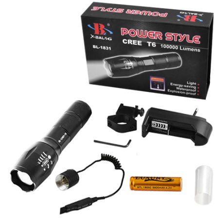 Ручной фонарь Police BL-Q1831, Li-ion 18650 или 3хААА, под ружье, вынос.кнопка