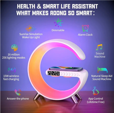 Настольная смарт лампа-ночник G-Smart G11 с беспроводной зарядкой и Bluetooth-колонкой 8939 Настольная смарт лампа-ночник G-Smart G11 с беспроводной зарядкой и Bluetooth-колонкой 8939