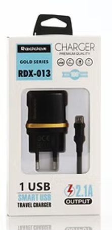 Сетевое зарядное устройство REDDAX RDX-013 (10W, 2.1A) + кабель Type-C, Black