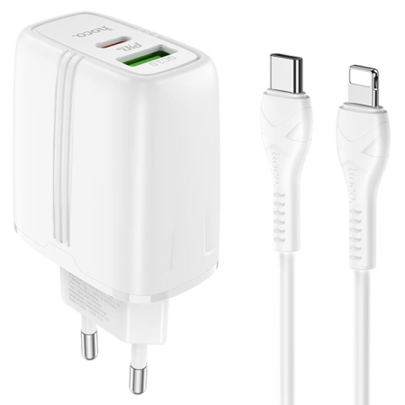 СЗУ Сетевое Зарядное Устройство Hoco N11, быстрая зарядка 20W, Type-C - Lightning