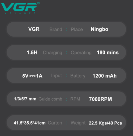 Триммер бороды и усов VGR V-296