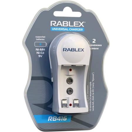 Зарядное устройство Rablex RB416, 2 × AA/AAA (R3/R6), 1.2V + 1 × Крона 9V