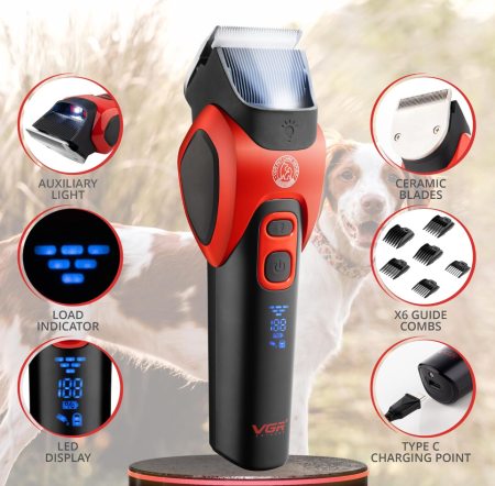Машинка для стрижки животных VGR V-208 Red