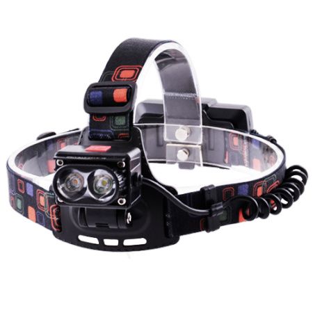 Налобный фонарь 2125-2T6, 2x18650, ЗУ micro USB