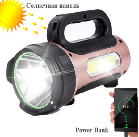 Ручной фонарь T93-LED+COB, Белый, Красный, powerbank, Li-Ion аккум., солн., батарея, ЗУmicroUSB, Ручной фонарь T93-LED+COB, Белый, Красный, powerbank, Li-Ion аккум., солн., батарея, ЗУmicroUSB,
