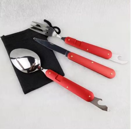 Туристический столовый прибор F48 красный