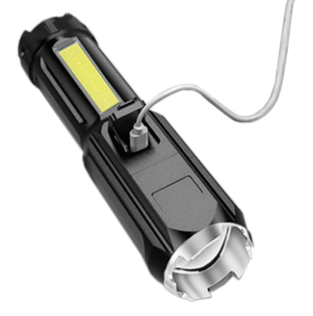 Ручной фонарь 81022-XPE+COB, Li-Ion аккумулятор, zoom, ЗУ Type-C