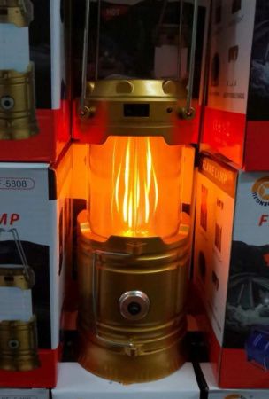 Фонарь для кемпинга XF-5808, с эффектом огня, аккумулятор, солнечная панель, Power Bank